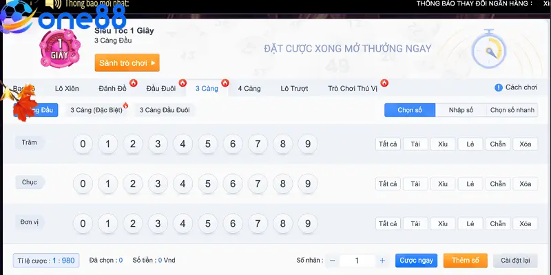 Các bước đặt cược số đề tại nền tảng ONE88 đơn giản